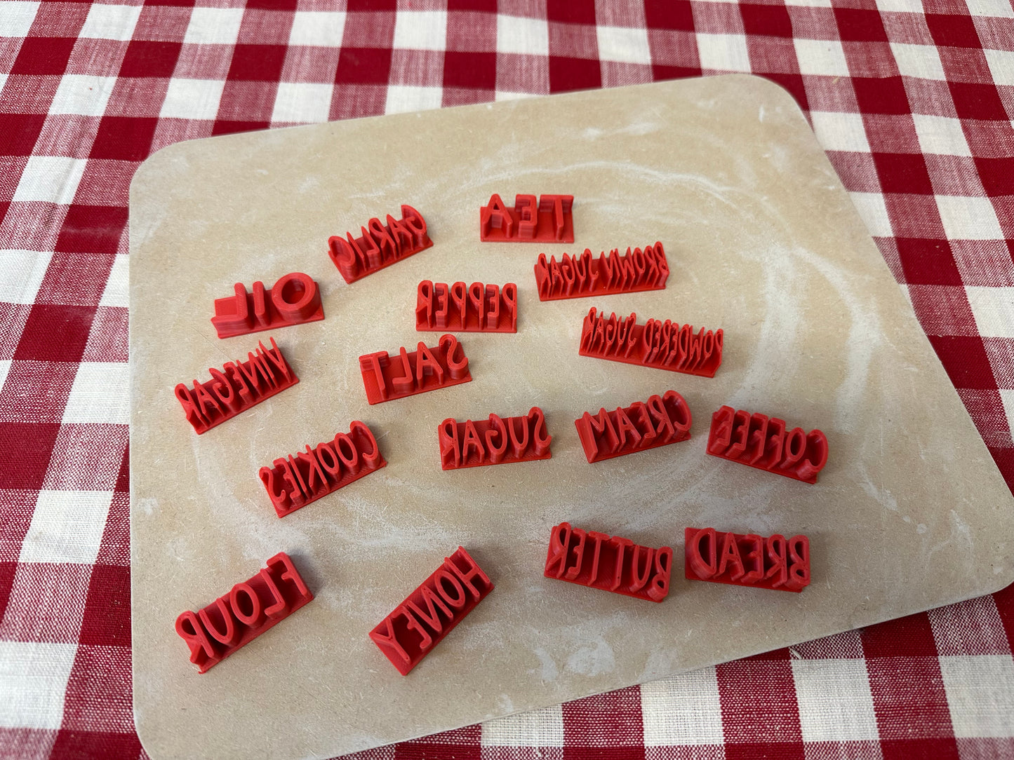 Household Word Pottery Stamps - soap, scent beads, laundry, etc, 3D Printed, each or set