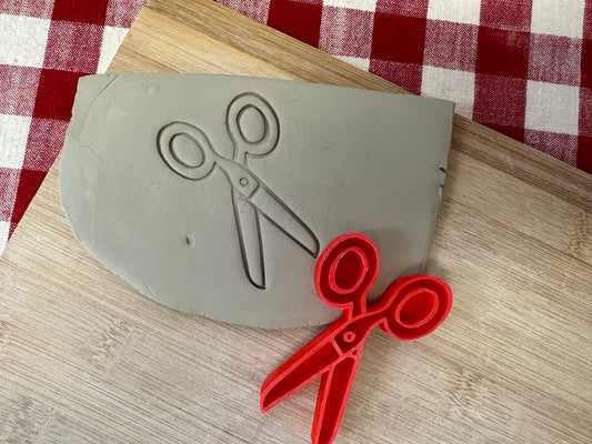 Scissors Pottery Stamp - plastic 3D printed, multiple sizes