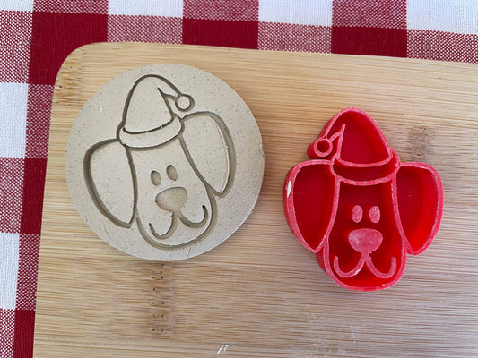Santa Dog - Pottery Stamp - July 2025 - Christmas in July Themed Mystery Box, multiple sizes available