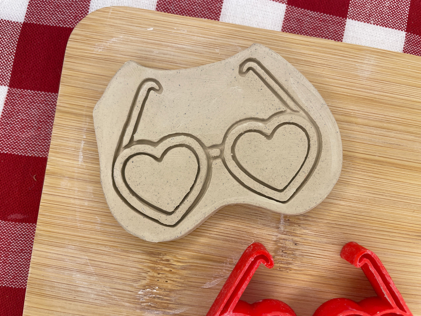 Heart shaped Sunglasses Pottery Stamp - Teenagers themed January 2025 Mystery Box, multiple sizes available