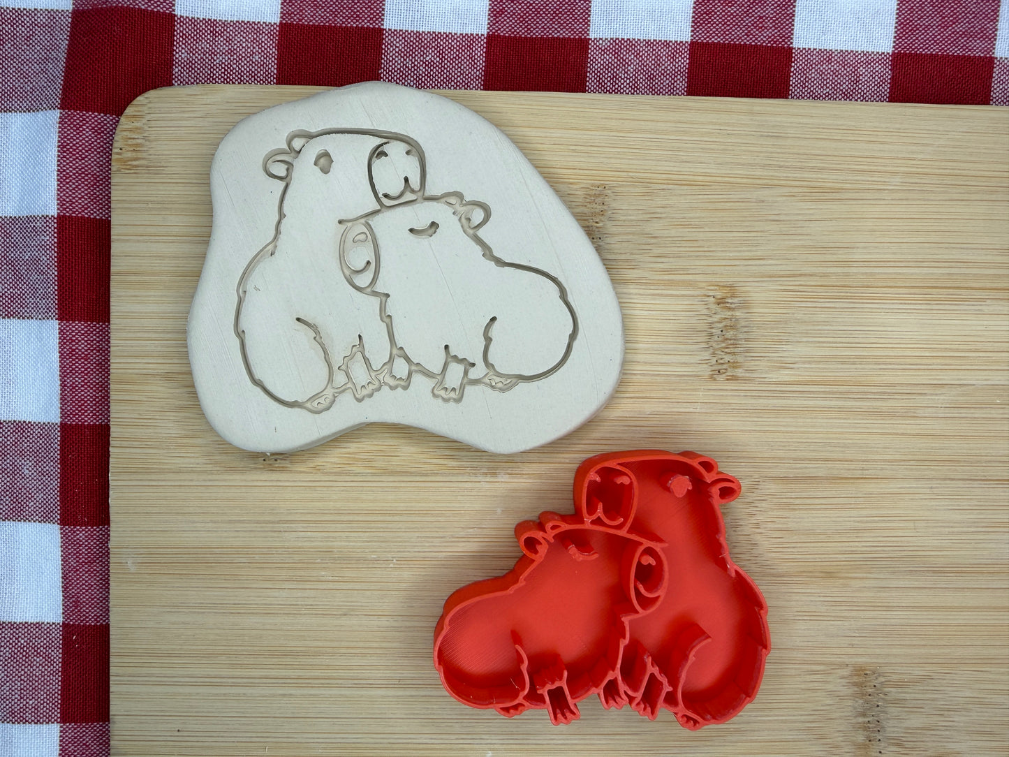 Capybaras Pottery Stamp with optional cookie cutter - May 2026 - Animals That I Haven't Yet Made Themed Mystery Box, multiple sizes available