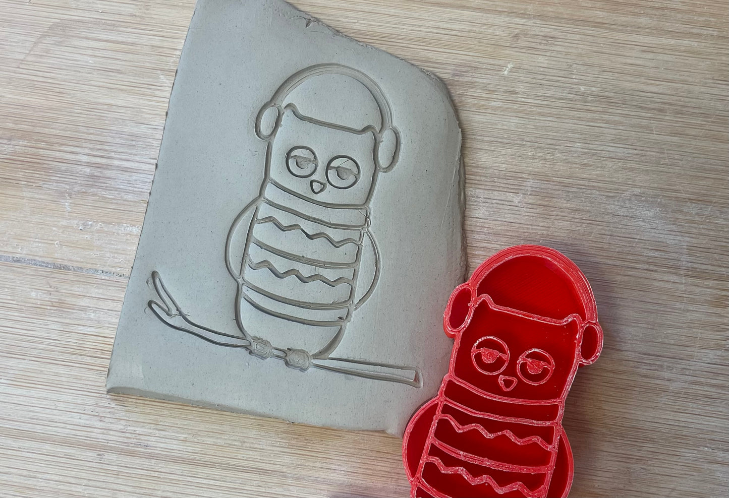 Pottery Stamp, Winter Owl design - September 2023 mystery box, multiple sizes available