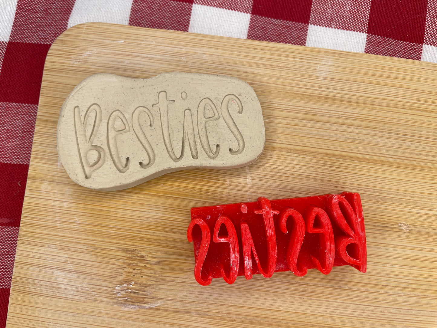 "Besties" Word Pottery Stamp - Teenagers themed January 2025 Mystery Box, multiple sizes available