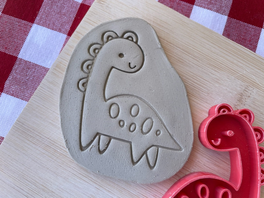 Dinosaur pottery stamp, from the April 2024 Boys themed mystery box - multiple sizes available, 3D printed