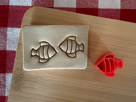 Mini Fish Pottery Stamp - September 2026 stamp of the month, plastic 3D printed, multiple sizes