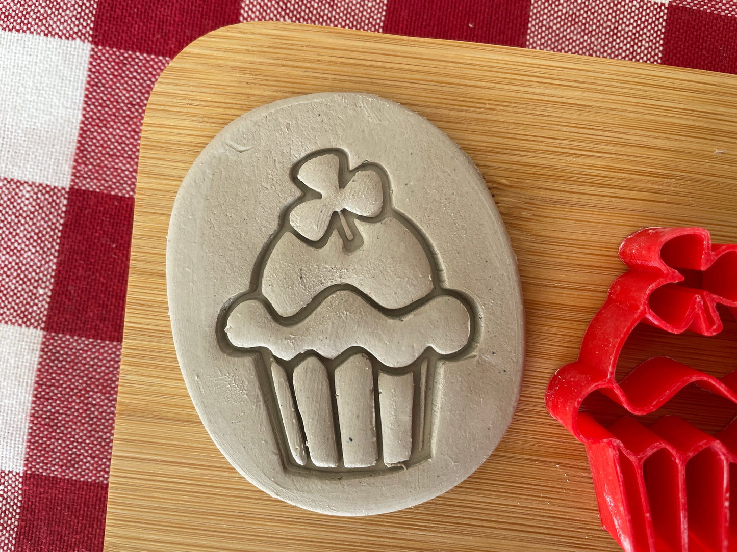 Shamrock Cupcake Pottery Stamp - January 2026 - Irish Themed Mystery Box, multiple sizes available