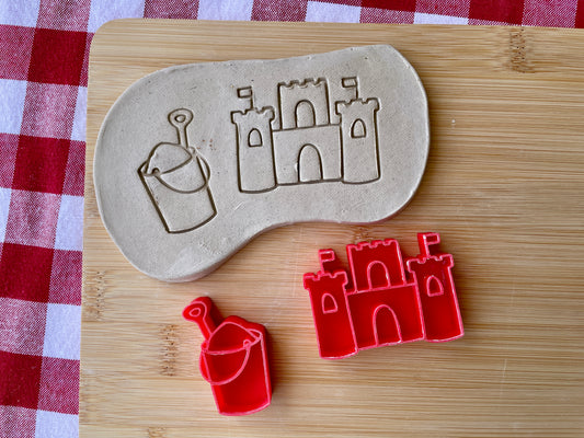Bucket and Sand Castle Pottery Stamps - April 2026 - Beach Themed Mystery Box, multiple sizes available, each or set