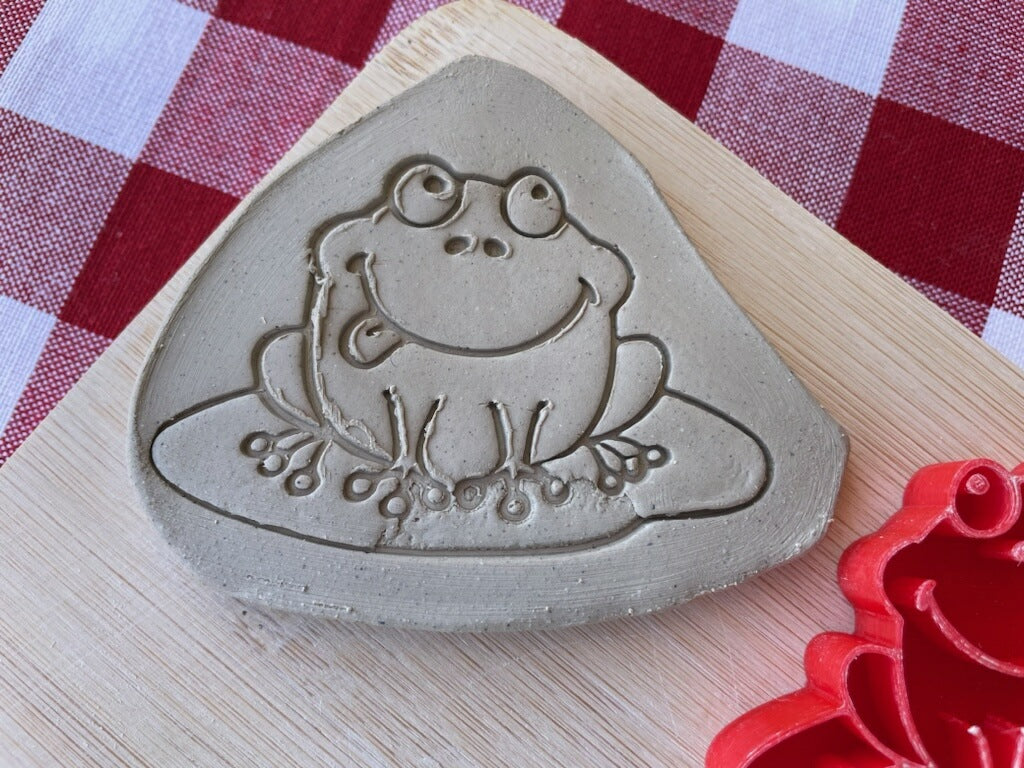 Frog pottery stamp, from the April 2024 Boys themed mystery box - multiple sizes available, 3D printed