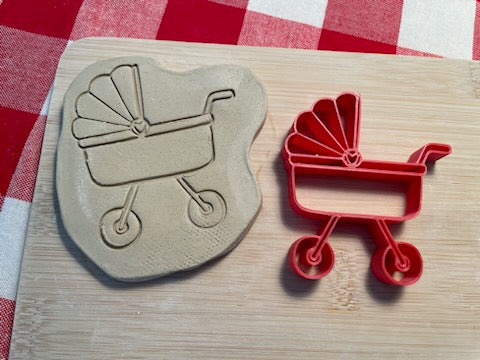 Baby stroller pottery stamp - from the February 2024 mystery box, multiple sizes available