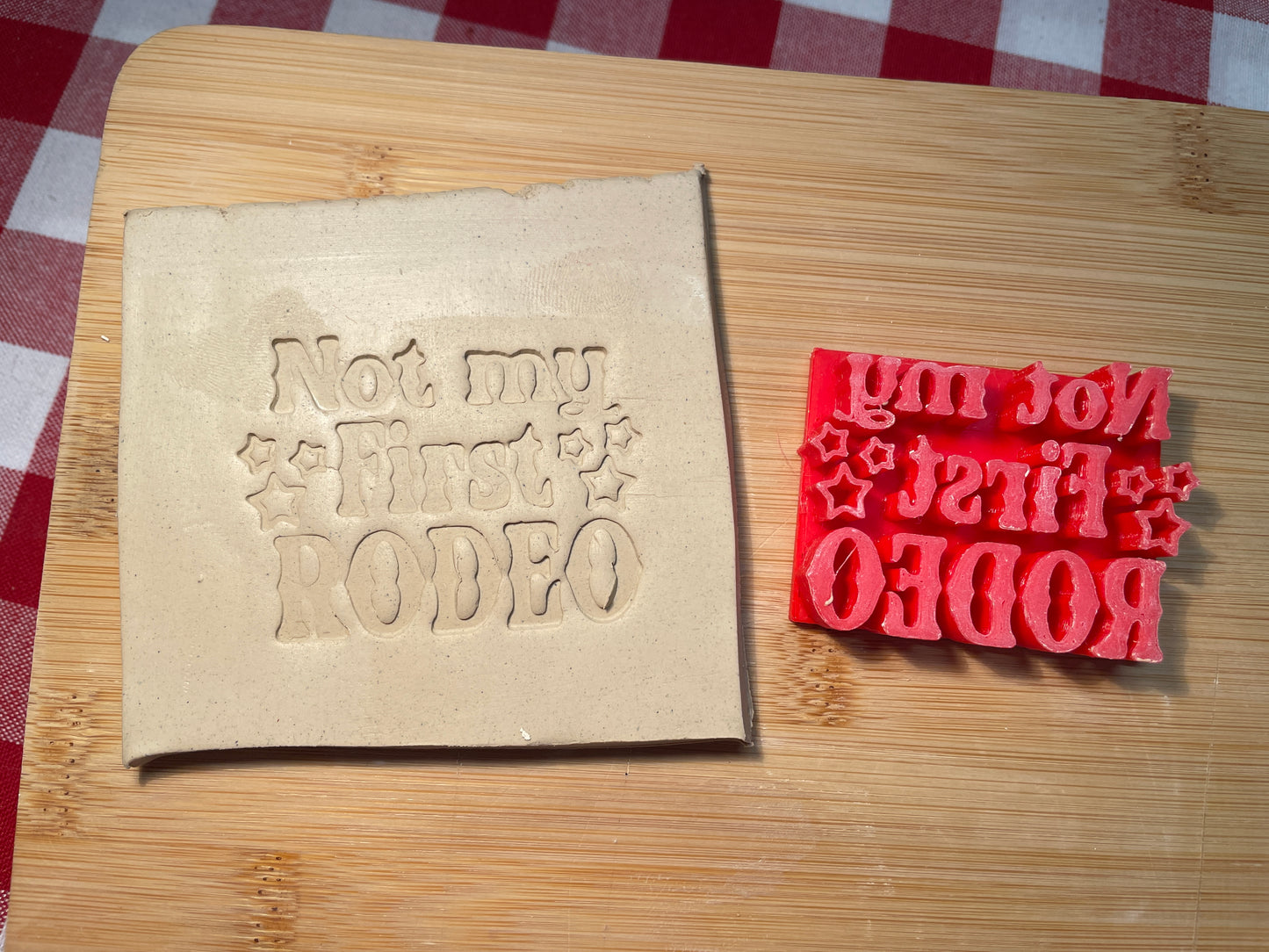 "Not my First RODEO" - Word Pottery Stamp - September 2025 - Country Western Themed Mystery Box, multiple sizes available