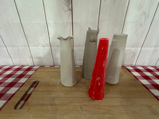 Bud Vase Form for Bud Vase Pottery Template - Form Only - Straight side, 2" Base x 6" Tall x 1 1/4" top, approximate formed dimensions