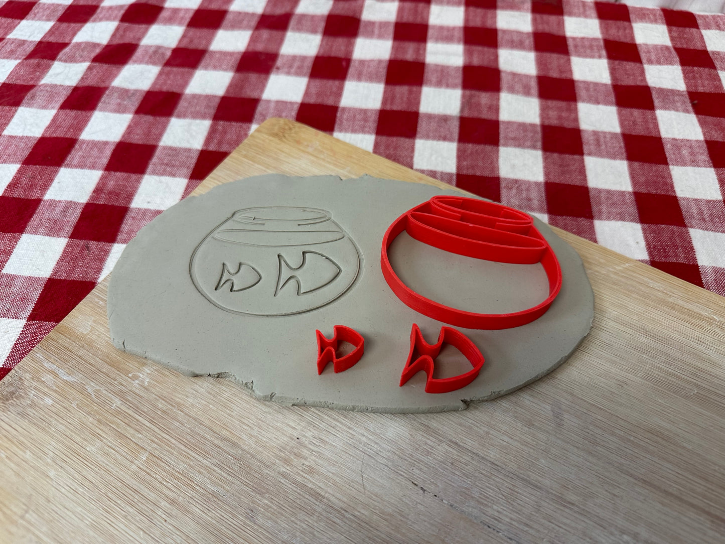 Fish Bowl Pottery Stamp - Pet doodle series, 3D Printed, Multiple Sizes Available