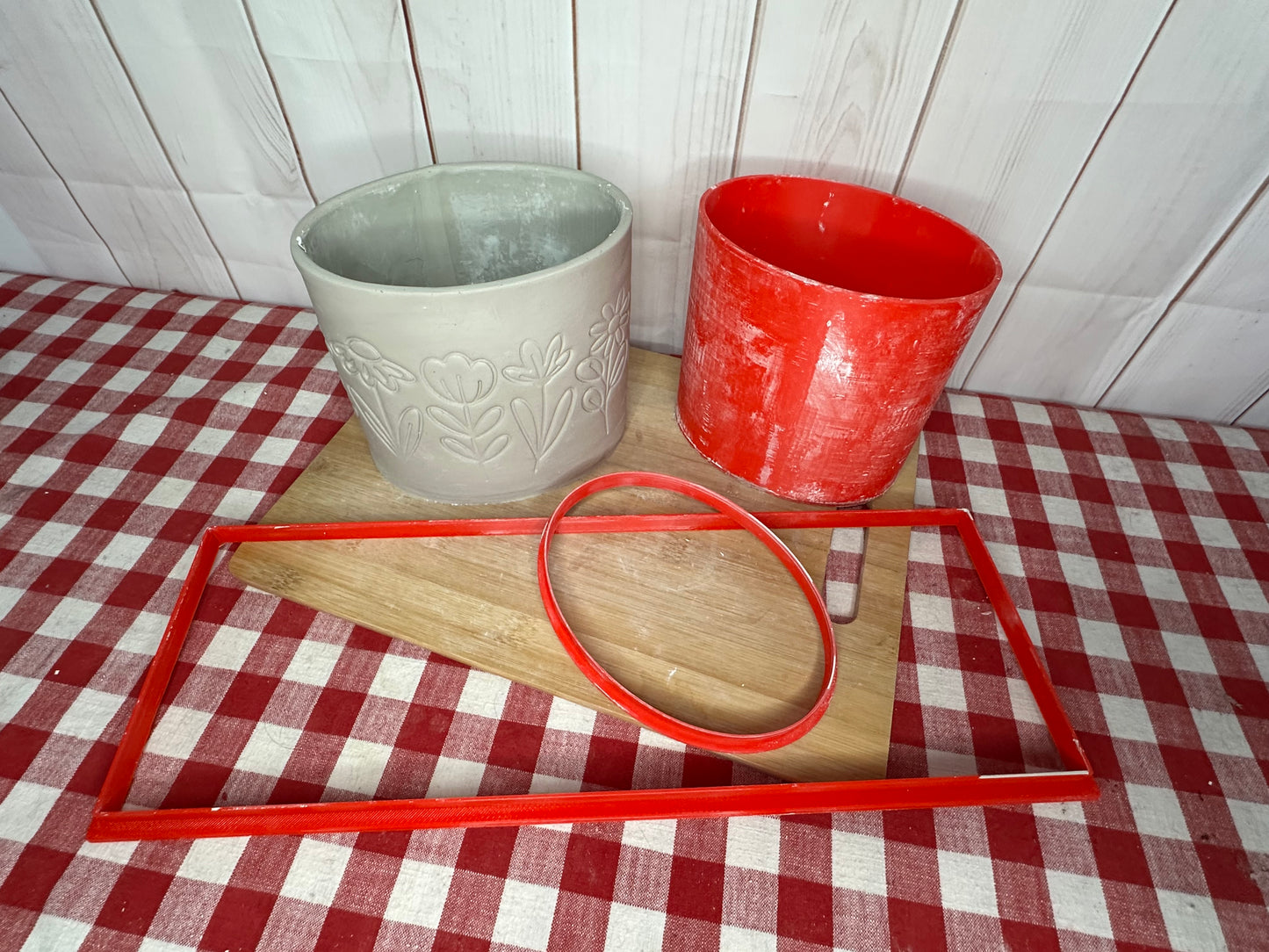 Utensil Holder Oval Template Clay Cutters and Form - Formed finished size 4 1/2" x 6 1/2" base x 6 1/2" tall, Each or Set