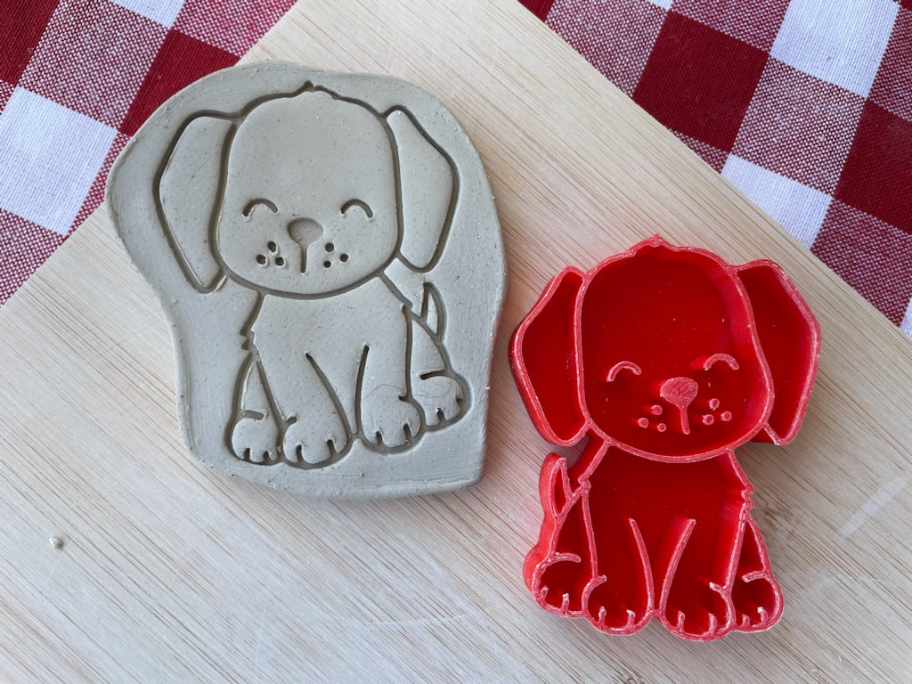 Cute Puppy pottery stamp, from the April 2024 Boys themed mystery box - multiple sizes available, 3D printed