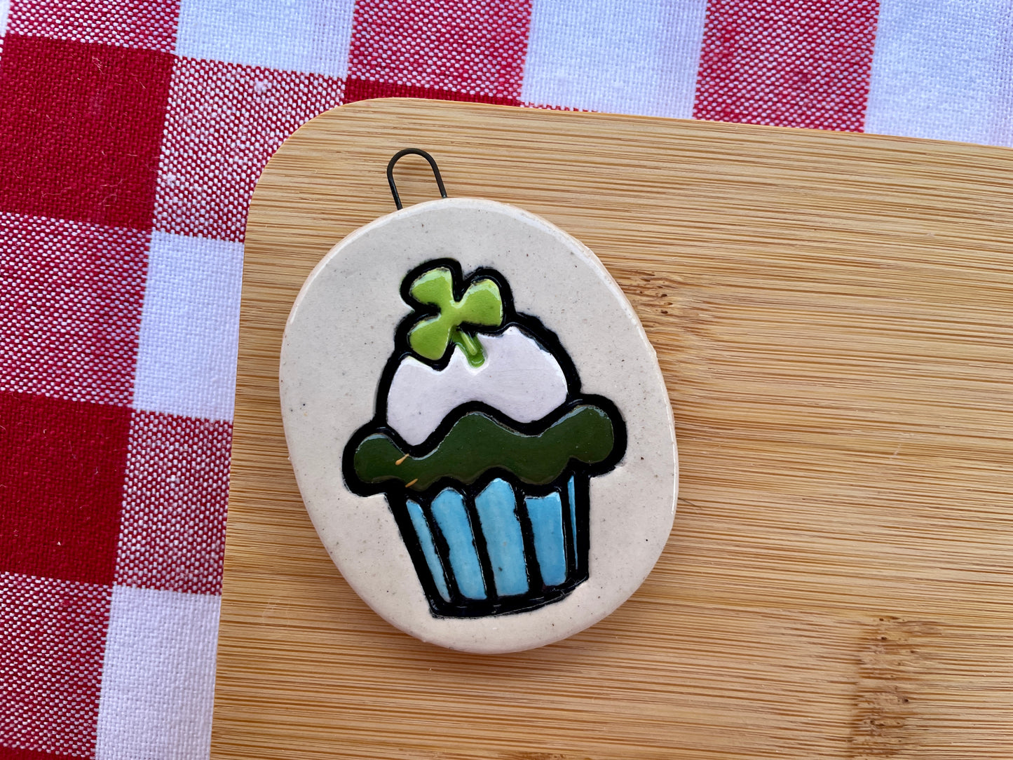 Shamrock Cupcake Pottery Stamp - January 2026 - Irish Themed Mystery Box, multiple sizes available