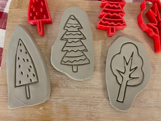 Pottery Stamps Set of 3 Winter Trees - September 2023 Mystery Box, plastic 3D printed