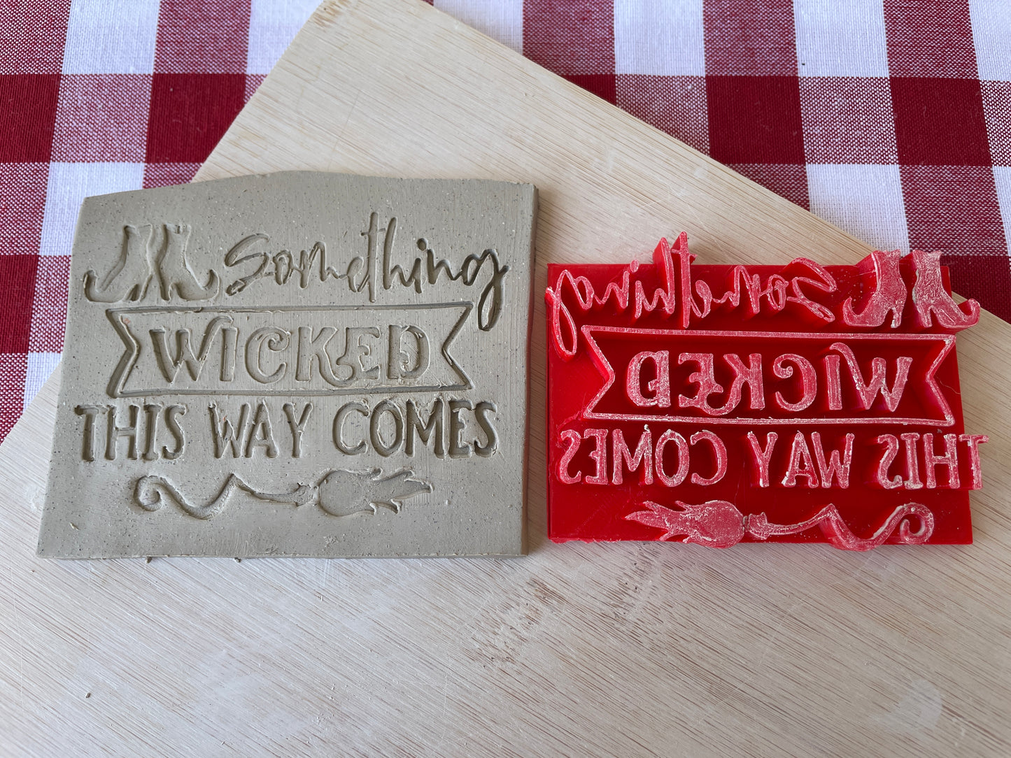 "Something Wicked This Way Comes" word stamp -  August 2024 mystery box Halloween, multiple sizes available