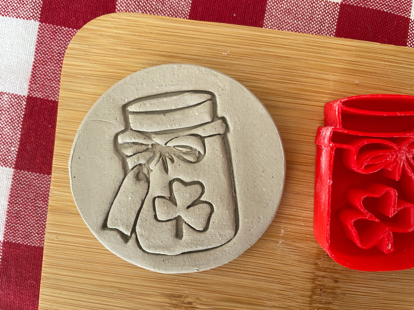 Jar with Shamrock Pottery Stamp - January 2026 - Irish Themed Mystery Box, multiple sizes available