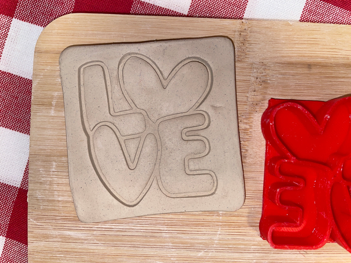 "LOVE" - Word Pottery Stamp - November 2025 - Hearts Themed Mystery Box, multiple sizes available