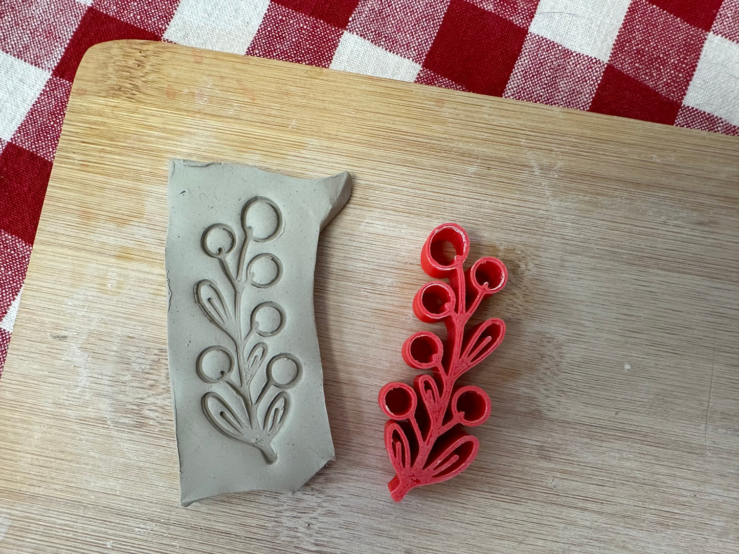 Thanksgiving Stamp Series - Branch with Berries stamp, plastic 3D printed, multiple sizes