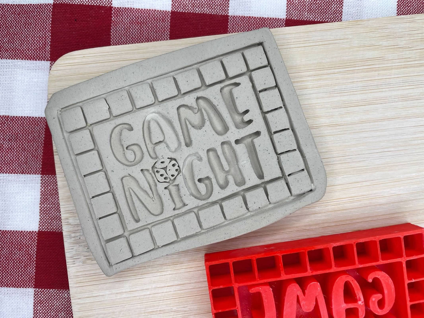 "Game Night" word stamp - September 2024 mystery box, plastic 3D printed, multiple sized available