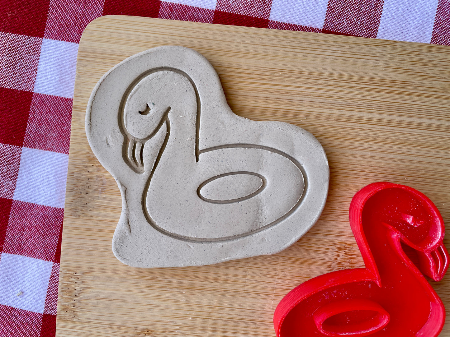 Flamingo Pool Floatie Pottery Stamp - April 2026 - Beach Themed Mystery Box, multiple sizes available