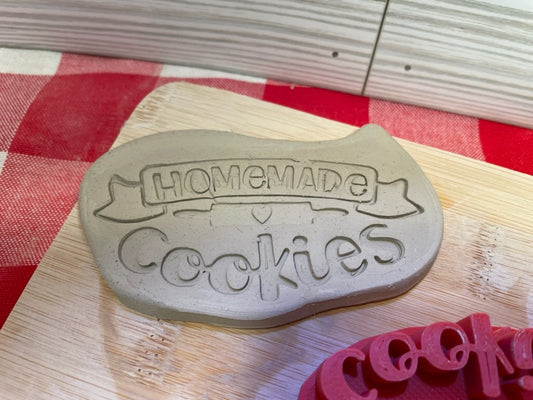"Homemade Cookies" word stamp - December 2023 mystery box, plastic 3d printed, multiple sizes available