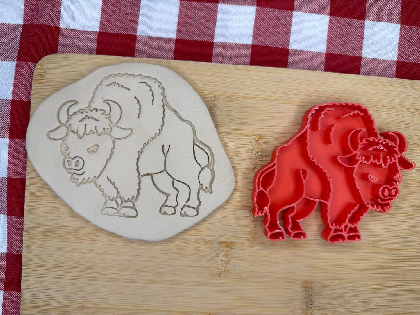 Buffalo Pottery Stamp with optional cookie cutter - May 2026 - Animals That I Haven't Yet Made Themed Mystery Box, multiple sizes available