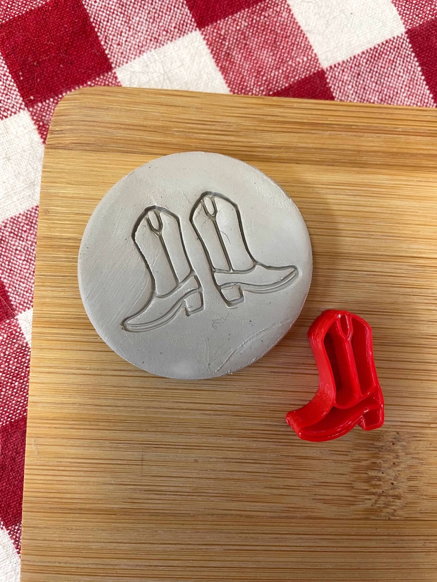 Mini Boot Pottery Stamp - CCSA 2025 attendee stamp, Stamp of the month, plastic 3D printed, multiple sizes