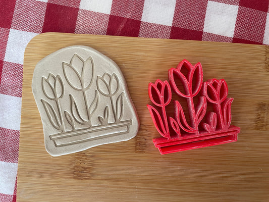 Tulips Pottery Stamp - February 2026 - Easter Themed Mystery Box, multiple sizes available