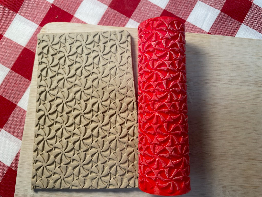 Peppermint pattern textured roller - from July 2024 mystery box, plastic 3D printed, repeating pattern