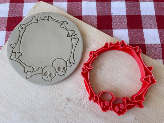 Bone Circle Frame with Skull Heads stamp -  August 2024 mystery box Halloween, multiple sizes available