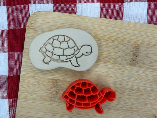 Turtle Pottery Stamp with optional cookie cutter - May 2026 - Animals That I Haven't Yet Made Themed Mystery Box, multiple sizes available