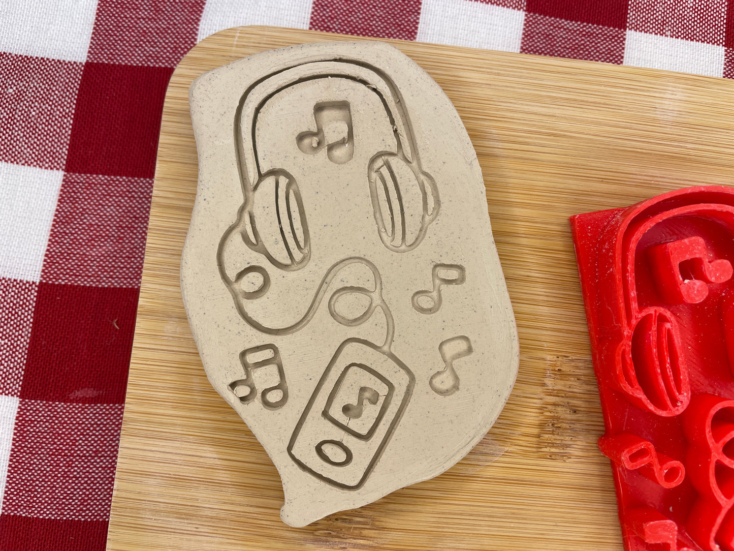 Headphones, Music player Pottery Stamp - Teenagers themed January 2025 Mystery Box, multiple sizes available