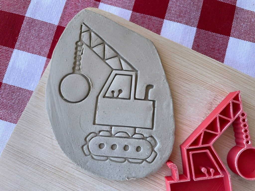 Wrecking Ball Crane pottery stamp, from the April 2024 Boys themed mystery box - multiple sizes available, 3D printed
