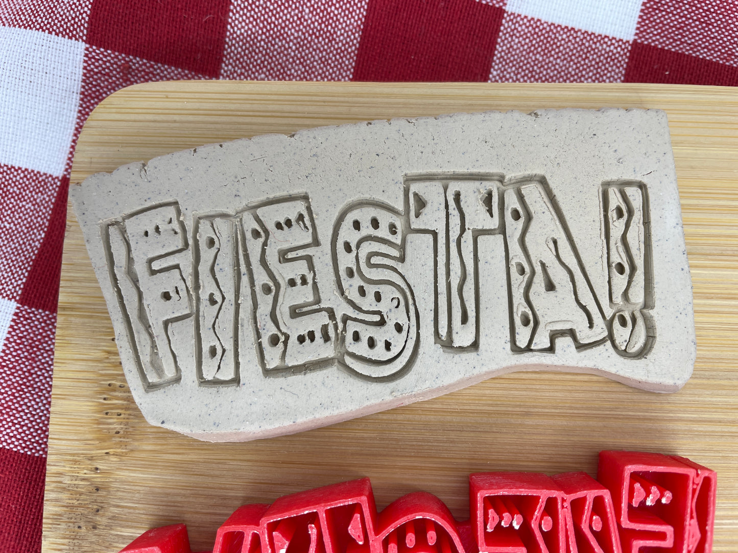 "FIESTA" Pottery Word Stamp - Fiesta Party themed April 2025 Mystery Box, multiple sizes available
