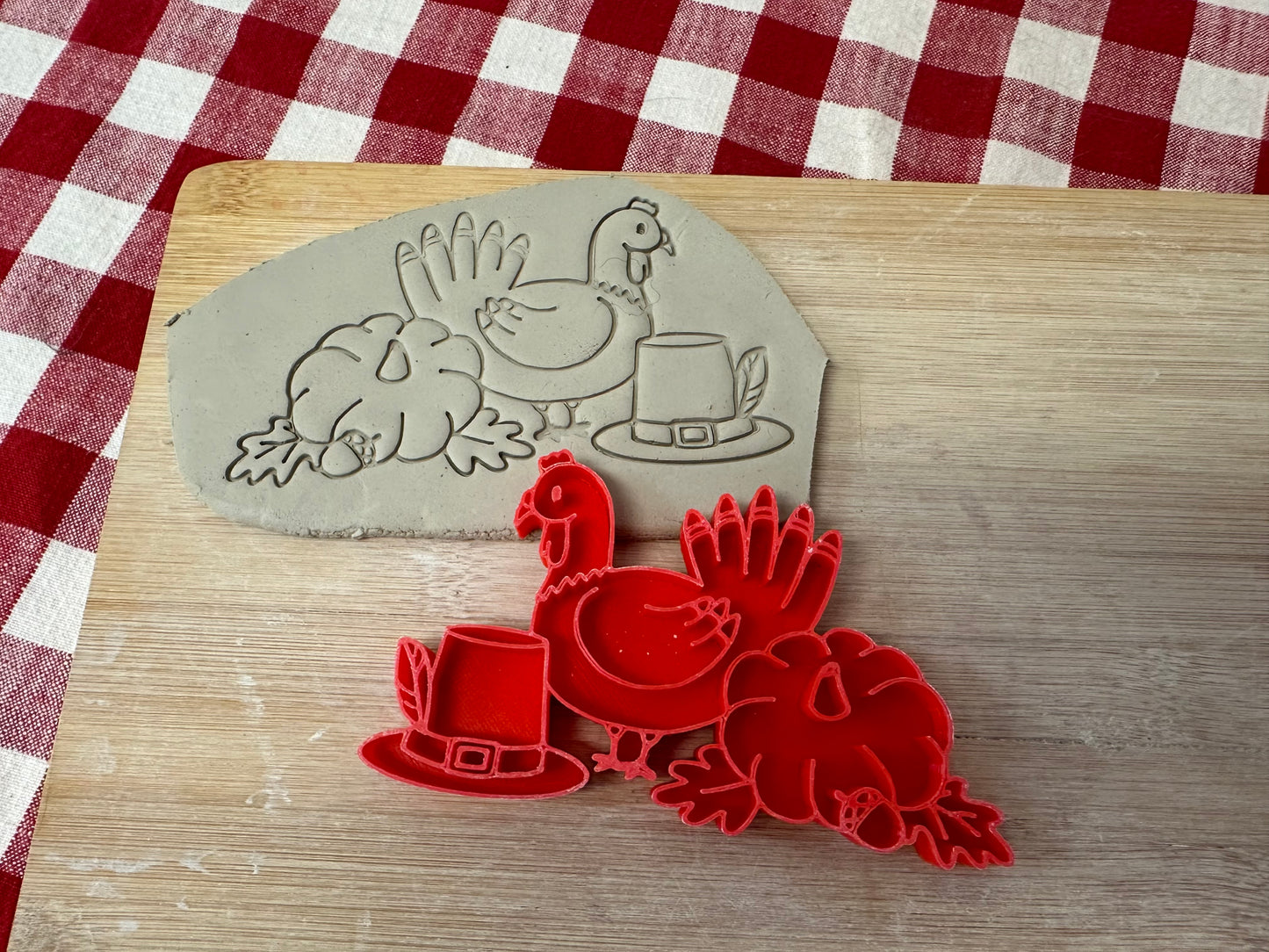 Thanksgiving Stamp Series - Turkey with Hat and Pumpkin stamp, plastic 3D printed, multiple sizes