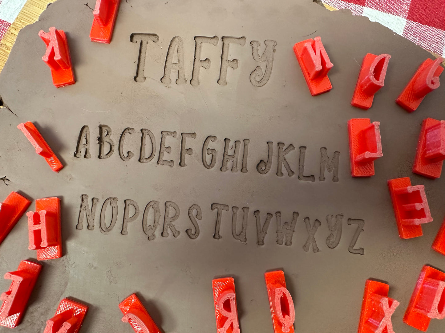 Alphabet Pottery Stamp Set - Taffy Font, alphabet and/or numbers
