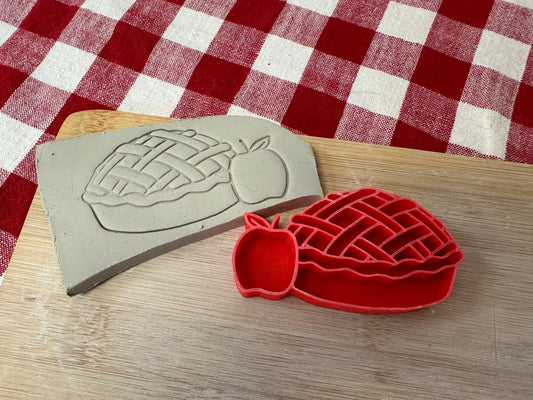 Thanksgiving Stamp Series - Apple Pie stamp, plastic 3D printed, multiple sizes