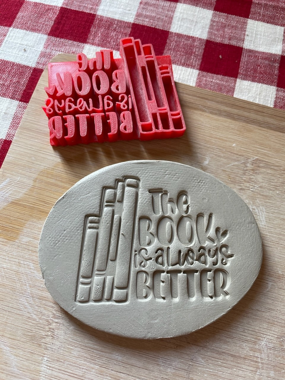 "The Book is Always Better" word stamp - plastic 3D design, multiple sizes available