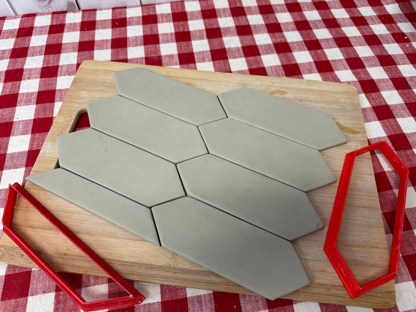 DIY Ceramic Tiles - Picket shape, 2" x 6" fired dimensions, Clay Cutter - plastic 3D printed