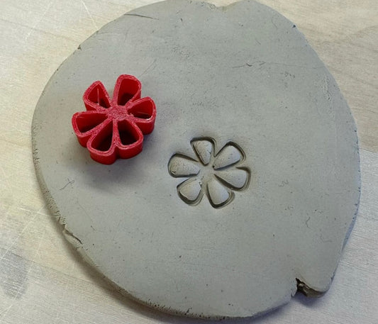 Wildflower Mini Pottery Stamp - May 2024 Stamp of the Month, plastic 3D printed, multiple sizes