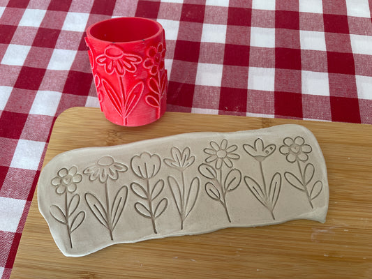Flower Pottery Roller - February 2026 Easter Themed Mystery Box - Border Design, Repeating pattern, Plastic 3d printed