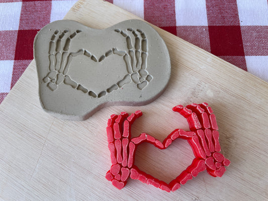 Skeleton Hands forming Heart stamp - August 2024 mystery box Halloween themed, multiple sizes available