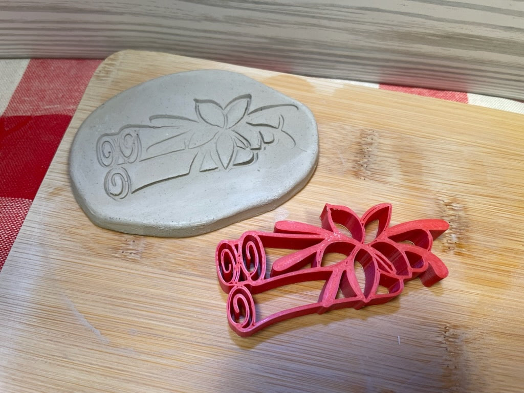 Cinnamon sticks and vanilla pottery stamp - December 2023 mystery box, plastic 3d printed, multiple sizes available