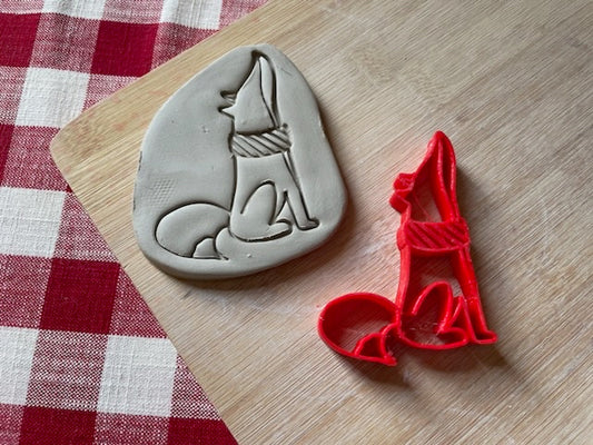 Pottery Stamp, Cute Fox with Scarf design - September 2023 mystery box, multiple sizes available
