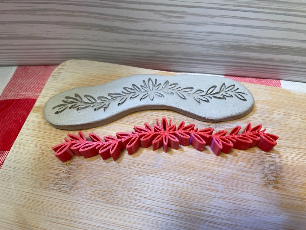 Accent Greenery pottery stamp - December 2023 mystery box, plastic 3d printed, multiple sizes available