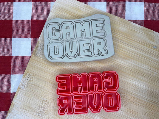 "Game Over" word stamp - September 2024 mystery box, plastic 3D printed, multiple sized available