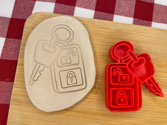 Car Key Pottery Stamp - Teenagers themed January 2025 Mystery Box, multiple sizes available