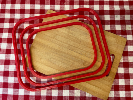 RD2 Plain Rectangle w/larger Rounded Corners, Clay Cutter - For a rectangle form with rounded corners, plastic 3D printed, pottery tool, multiple sizes